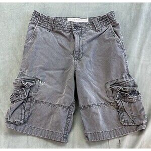 Aeropostale Cargo Shorts Mens 28 x 11 Gray Flat Front Denim Pockets Loose